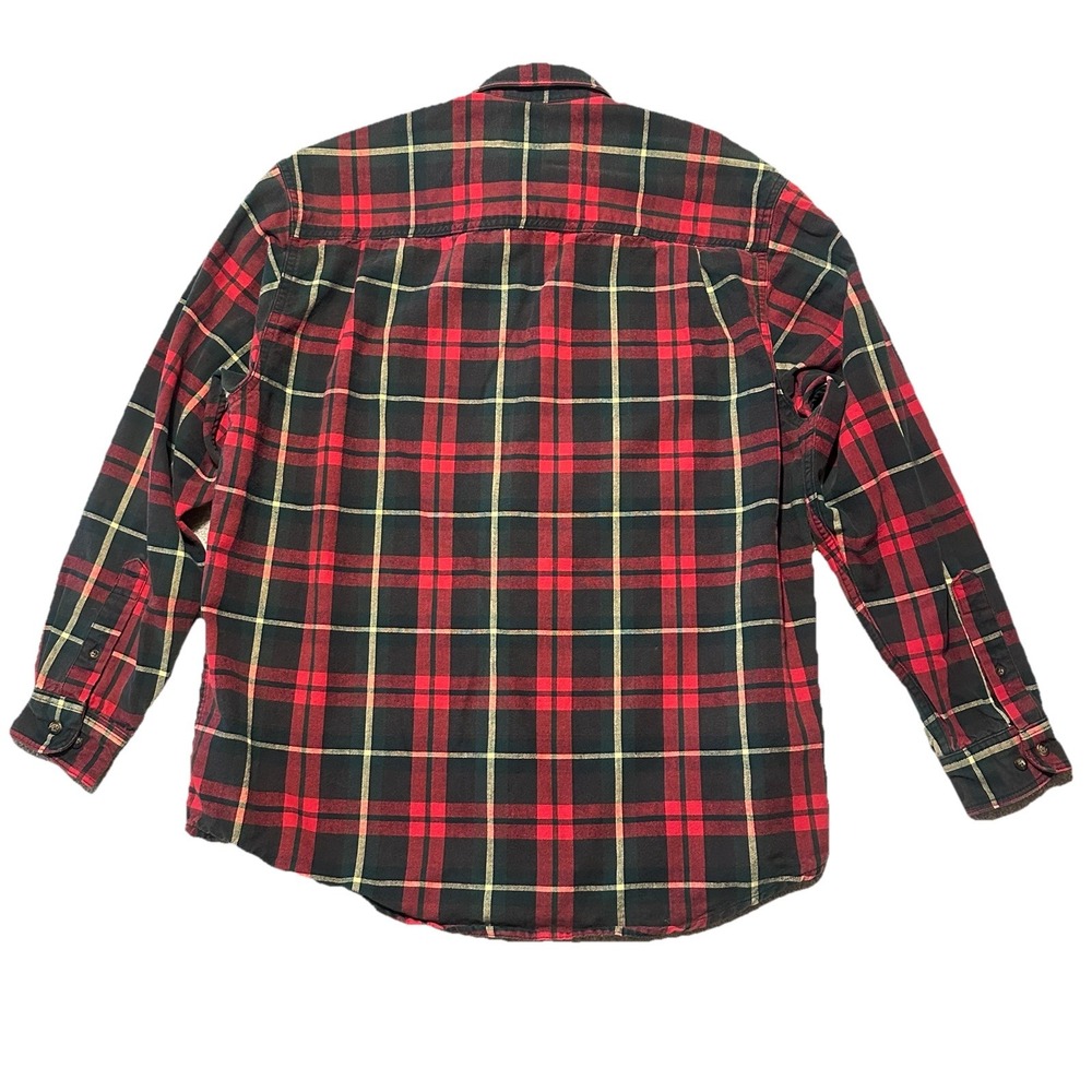 Eddie Bauer Legends Shirt Men's L  Plaid Flannel Button Up Red Heavy Pockets VTG - Picture 7 of 7